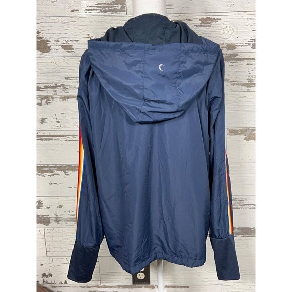 ZYIA ACTIVE Navy Rainbow Bomber Hooded Windbreaker Jacket XL NWOT - Picture 4 of 7